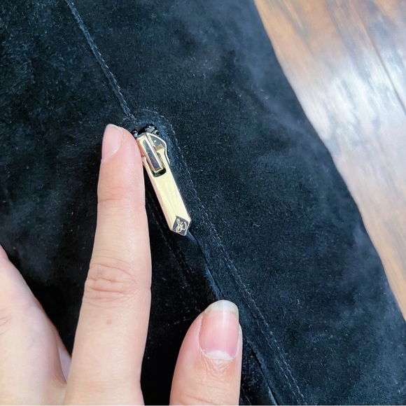 Sam Edelman • Thora Knee Boots black suede leather tall block heel almond toe - Picture 7 of 12